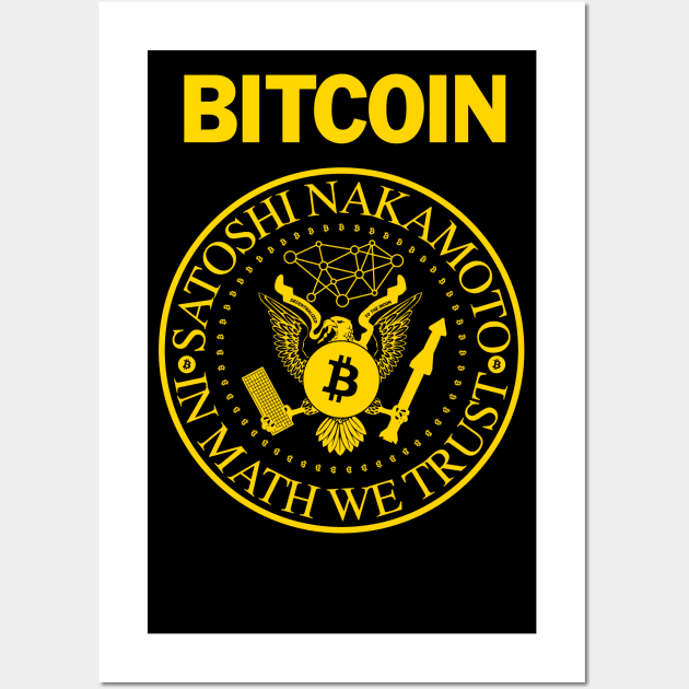 BITCOIN DECENTRALIZED PUNK ROCK - YELLOW Wall Art by bembureda